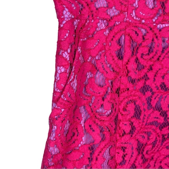 ADRIANNA PAPELL PINK ORCHID FLORAL LACE SLEEVELESS FIT AND FLARE DRESS - Picture 9 of 13